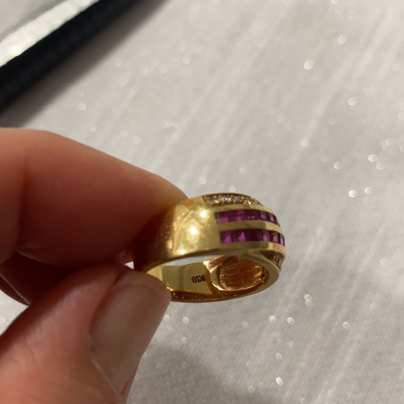 BN Solid 18k Gold, Rubys and Diamonds Ring - Picture 10 of 11